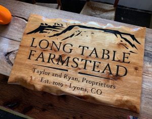 custom carved farmstead farm sign in wood