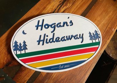 hogan's hideaway custom business sign