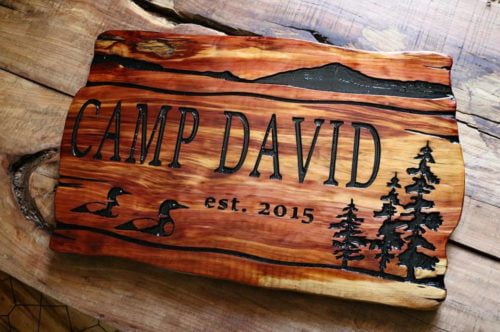 Rustic Hand Made Vintage Wood Sign ENS1000462 Custom Lodge or Campgrounds Sign 