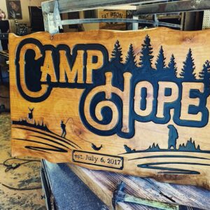 Camp Name Sign with Live Edge